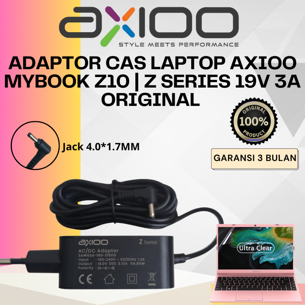 Adaptor Cas Laptop Axioo Z10 | Z10 Metal | Z Series 19v 3.15a Garansi 3 Bulan Original