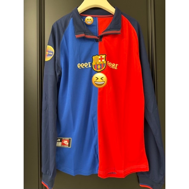 Jersey Bola Barcelona Centenary 1899-1999 Klasik Lengan Panjang Premium