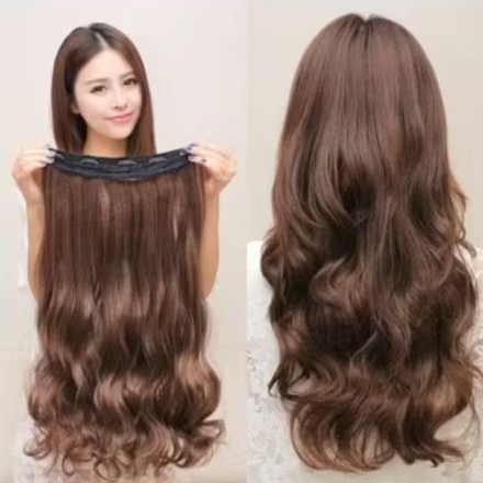 PRELOVED HAIRCLIP BIG LAYER CURLY WARNA LIGHT BROWN/HAIR EXTENSION CLIP BIG LAYER