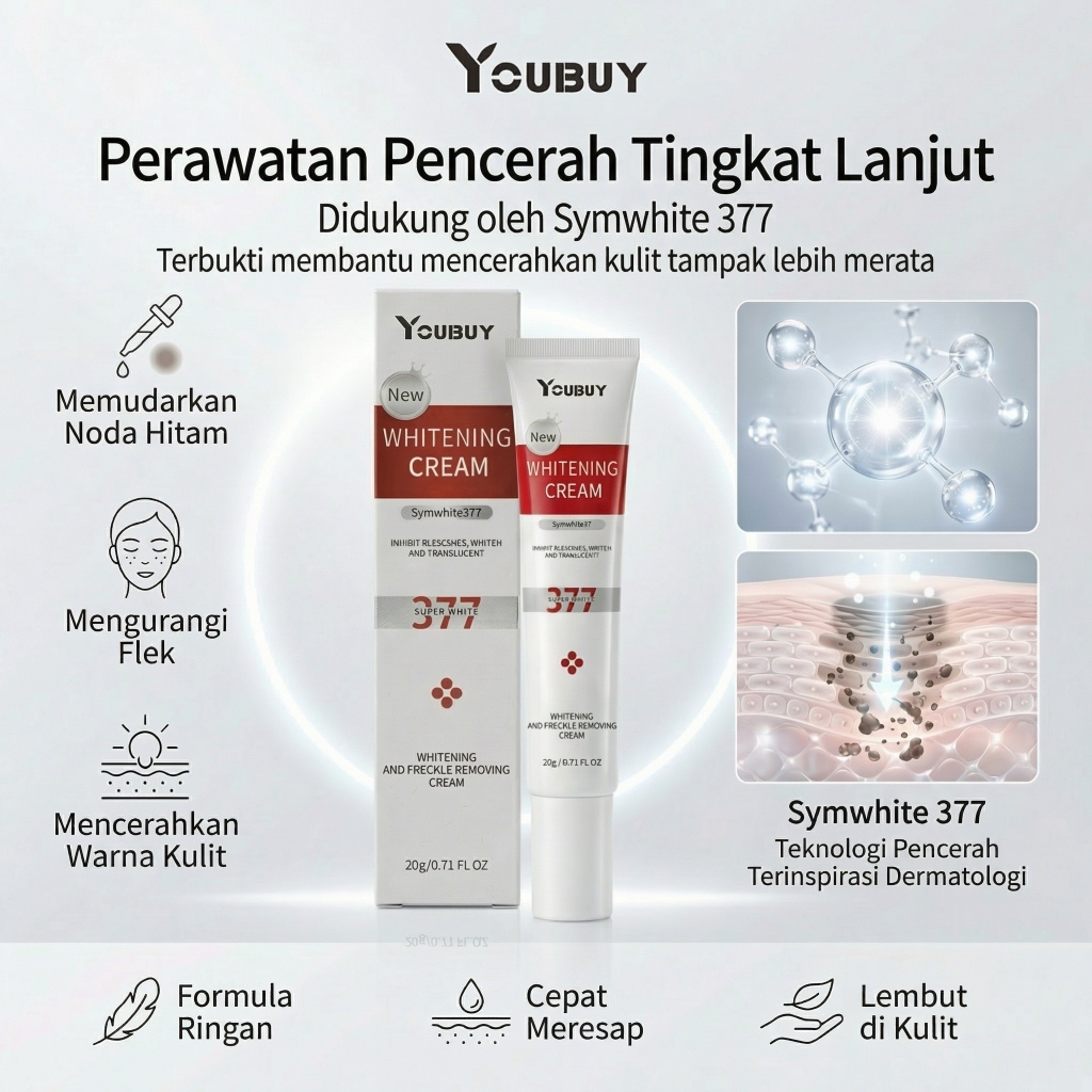 YOUBUY Symwhite 377 Whitening Cream Penghilang Flek Noda Hitam Serum Pencerah Wajah Niacinamide Vita