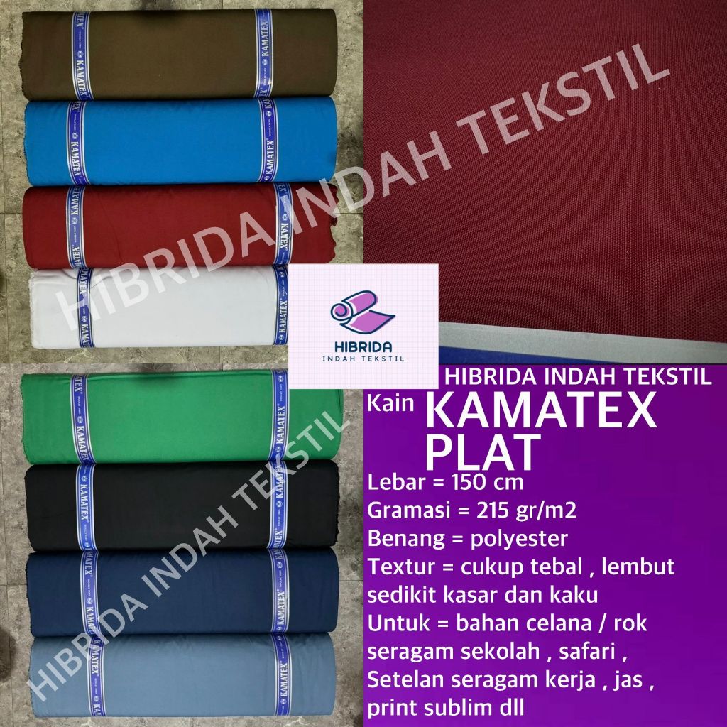 ( per 1 roll ) kain KAMATEX PLAT polyester tebal lebar 150 cm bahan celana rok seragam sekolah sd sm
