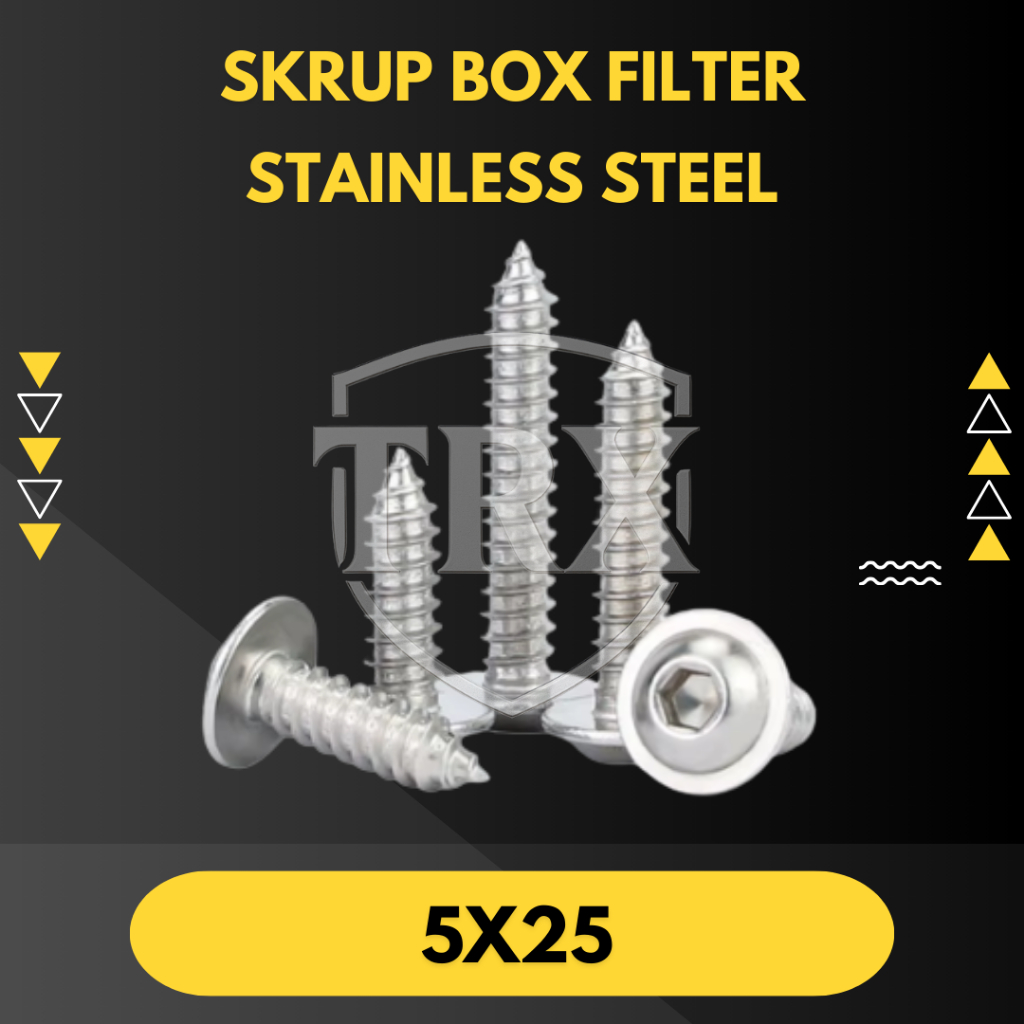 SKRUP BOX FILTER ALL MATIC 5x25 STAINLESS STEEL FLANGE BUTTON HEAD