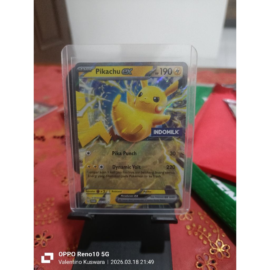 Kartu Pokemon TCG Indonesia Pikachu EX promo Indomilk
