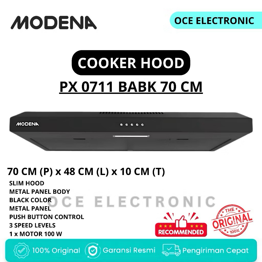 COOKER HOOD MODENA PX 0711 BABK 70 CM PENGHISAP ASAP DAPUR