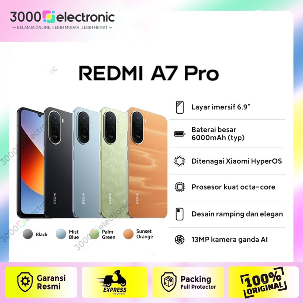 Xiaomi Redmi A7 Pro - Ram 4/128 GB - Chipset Unisoc T7250 | Baterai 6000 mAh+15Watt | Camera 13Mp | 