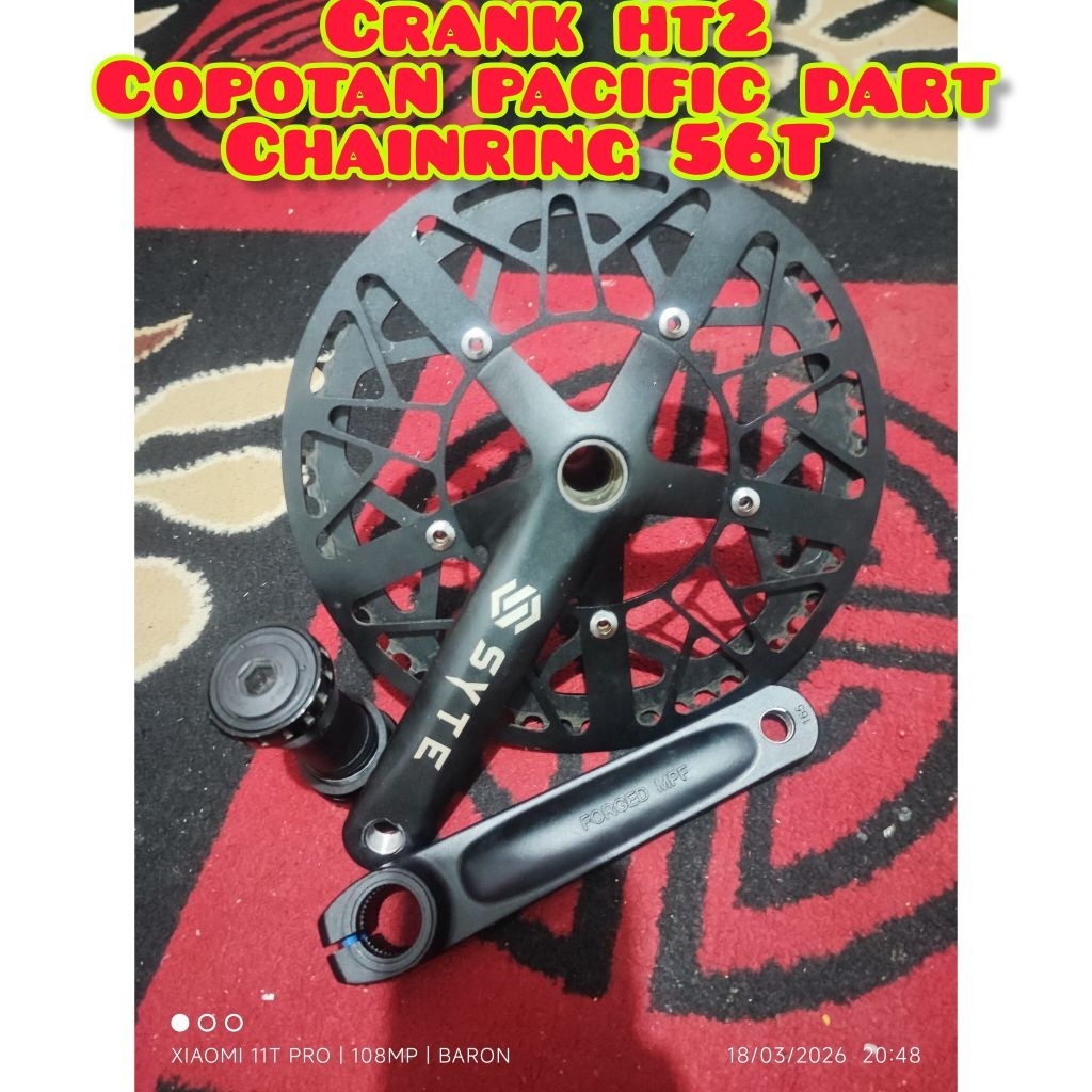 crank arm Syte hollowtech 2 HT2 copotan low km sepeda pacific dart  bcd 130 arm 165mm chainring 56T 