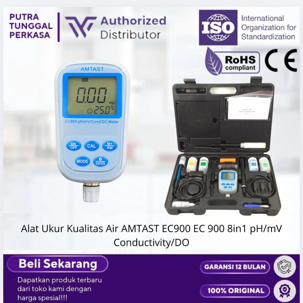 Alat Ukur Kualitas Air AMTAST EC900 EC 900 8in1 pH/mV Conductivity/DO