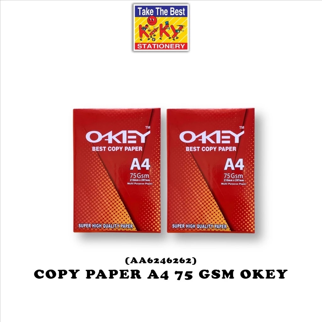 (1 RIM) HVS Okey A4 / Kertas HVS Okey F4 / HVS Okey Ukuran Folio 75GSM