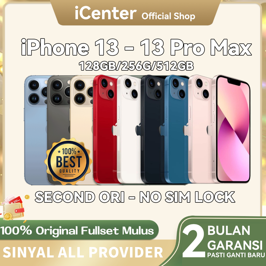 iP 13 Pro Max Second Original 100% iP 13 / 13 Pro 128GB 256GB Fullset Mulus Kondisi Perfect Bh 90%+