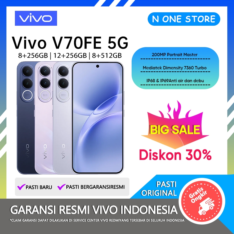 Vivo V70 FE 5G 12/256GB (12GB+12GB Extended RAM) Android Handphone Official Store HP Terbaru 2026