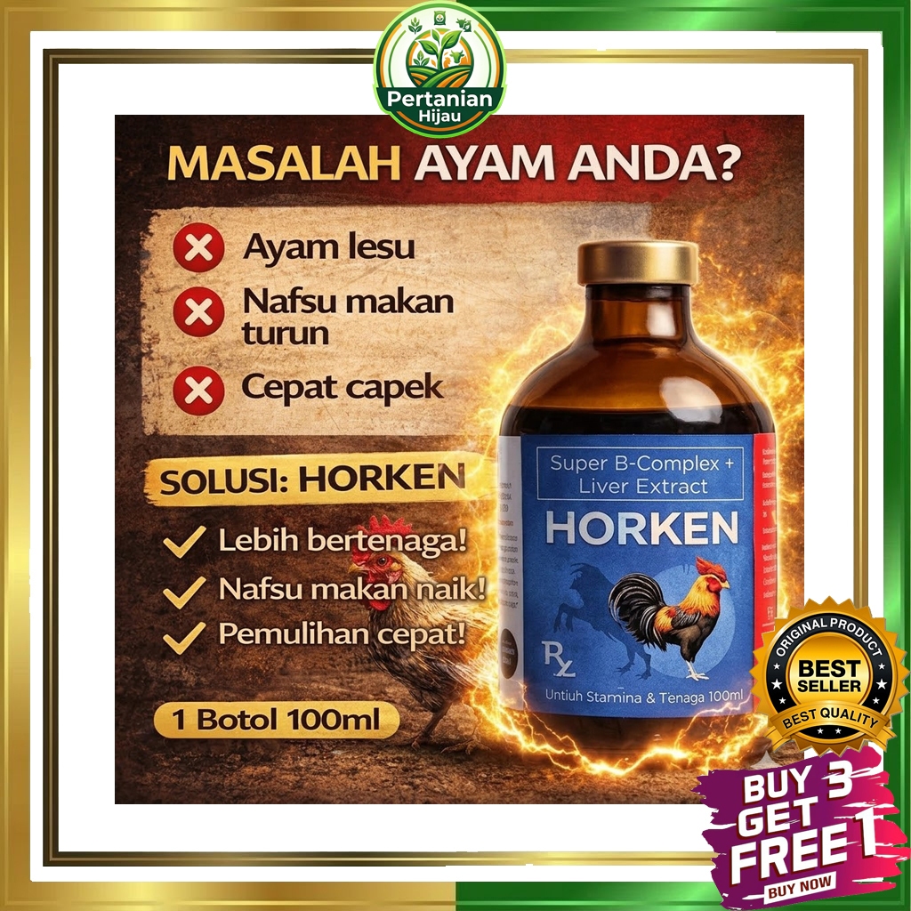 HORKEN Super B-Complex 100ml – Vitamin Ayam Aduan Penambah Nafsu Makan Stamina & Pemulihan Hati
