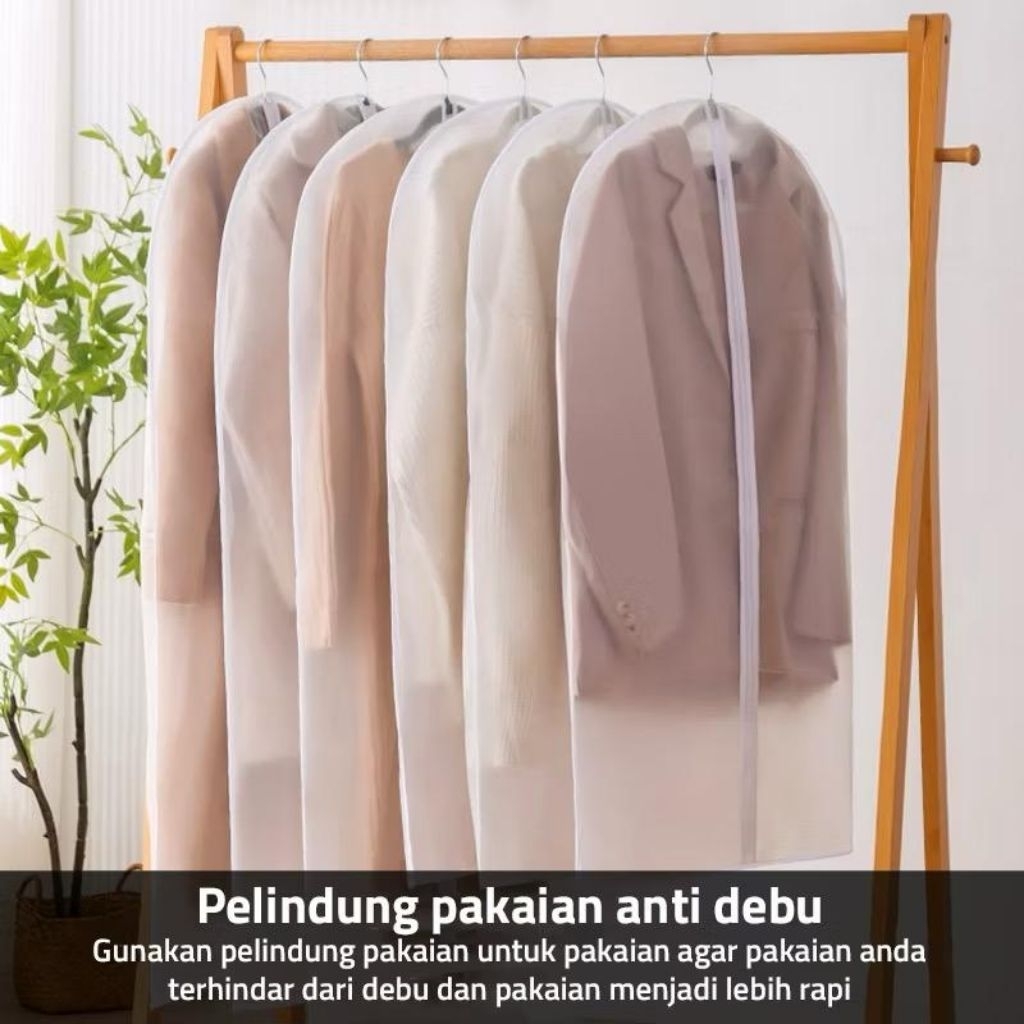 Sarung Baju Resleting Cover Baju Transparan Pelindung Gaun Sarung Jas Sarung Jaket