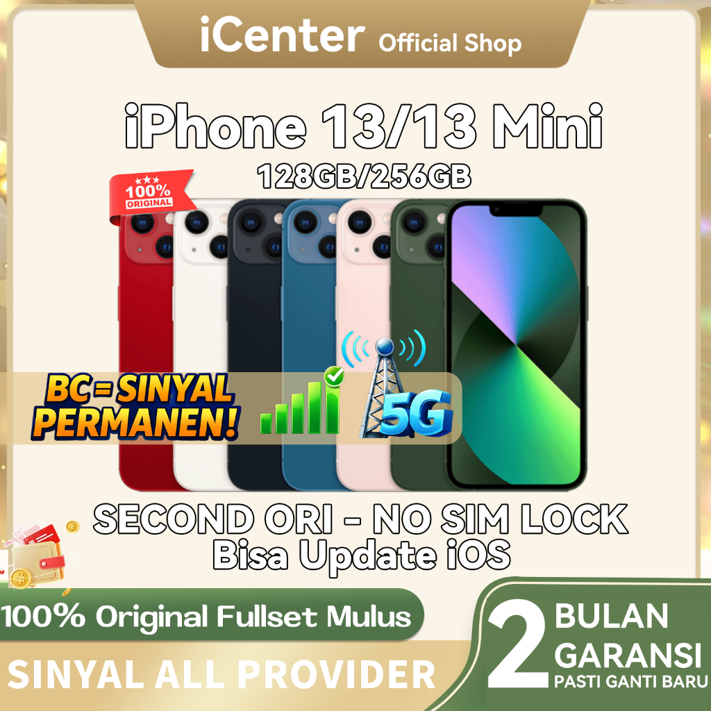 BC iPhone 13 Beacukai & 13 Mini Sinyal Permanen 13 Second 13 128GB 256GB Dukungan Informasi Pendafta