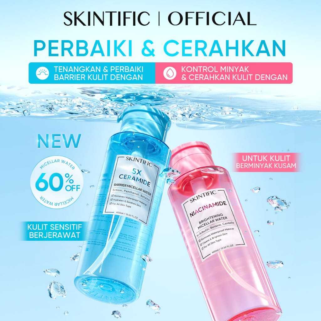 SKINTIFIC-skintific niacinamide brightening micellar water-skintific 5x ceramide barrier micellar wa