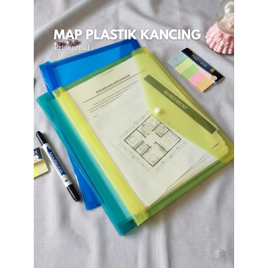 Map Kancing Transparan F4 / Folio - Tempat Penyimpanan Dokumen Plastik Satuan
