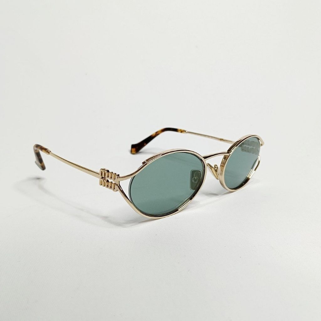 MIU MIU SMU52YS LOGO SUNGLASSES GOLD GREEN MIRROR