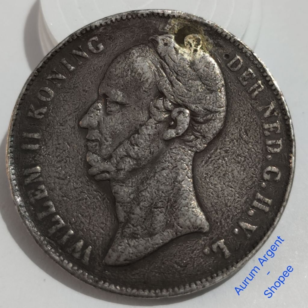 W22.5G.26-- 1 PC KOIN PERAK KUNO ASLI 2.5 GULDEN WILLEM II KONING TH 1847. -- SILVER COIN --