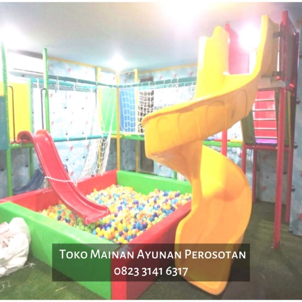 Mainan Perosotan Set Ayunan - Mainan Prosotan Set Ayunan - Perosotan Spiral Besi - Prosotan Spiral B