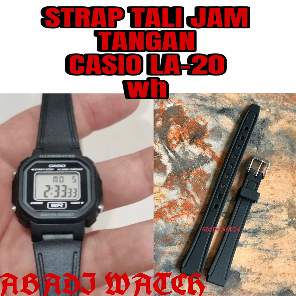 Strap Tali Jam Tangan Casio LA-20WH La 20wh LA20wh Rubber Hitam