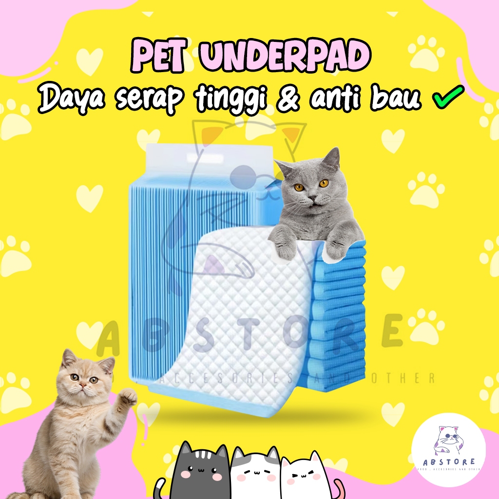 PET UNDERPAD Kucing Pampers Popok Kucing Anjing Kelinci GuinePig Marmut 60x90 Alas Pipis Kucing Alas