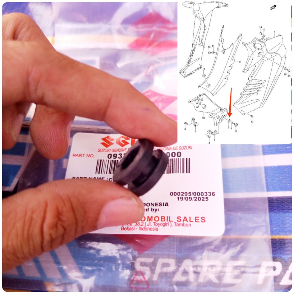 KARET LUBANG BODI UNDERCOWL SHOGUN SP / SATRIA FU 150 ISI 1PC ORIGINAL SGP
