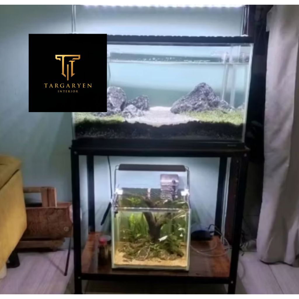 Rak aquarium P60cm L30cm 60cm , rak 2 susun, rak besi, rak susun besi, rak ambalan, rak kokoh, rak p