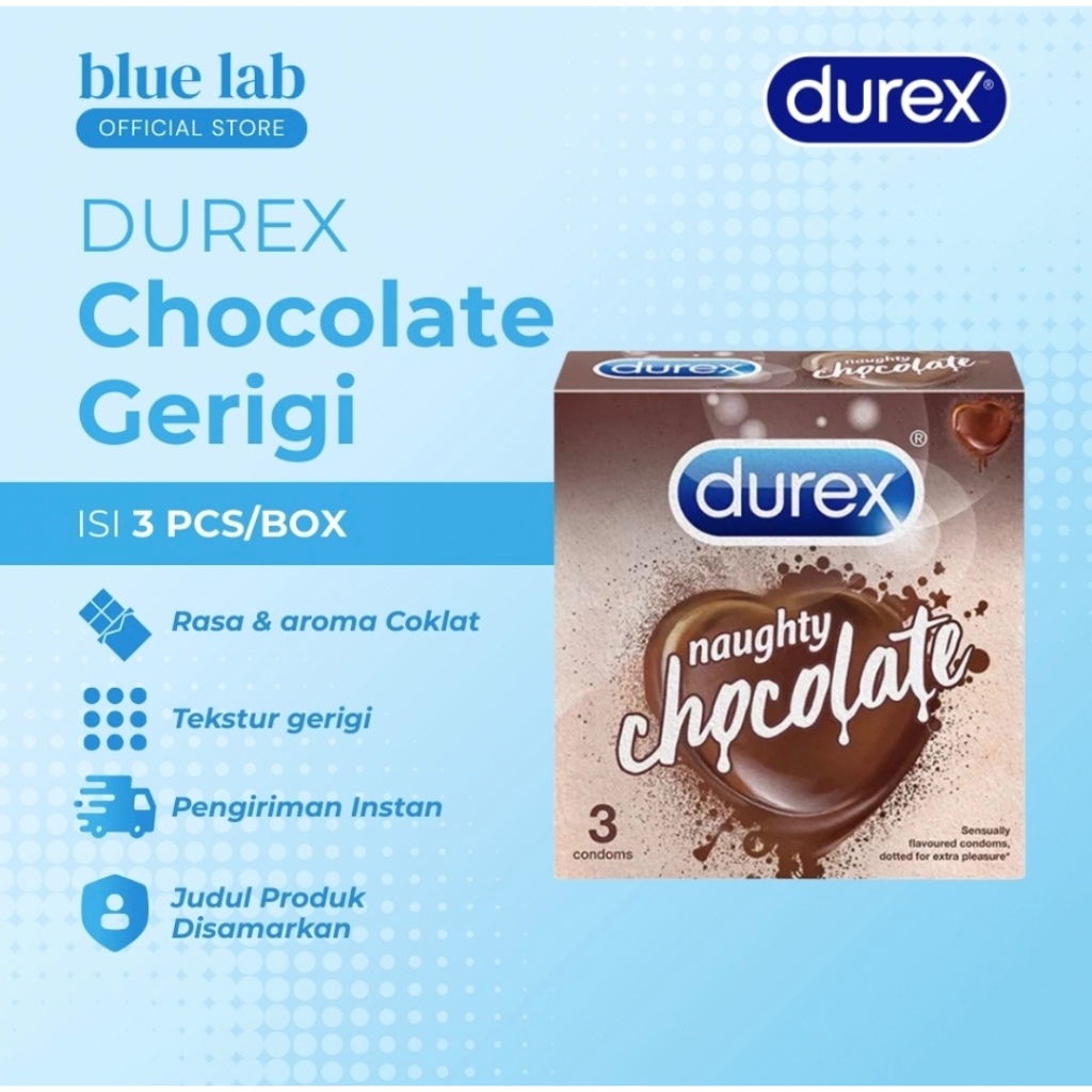 Kondom Durex Chocolate 1 Box isi 3 Pcs Condom Bergerigi Pria Rasa Aroma Cokelat