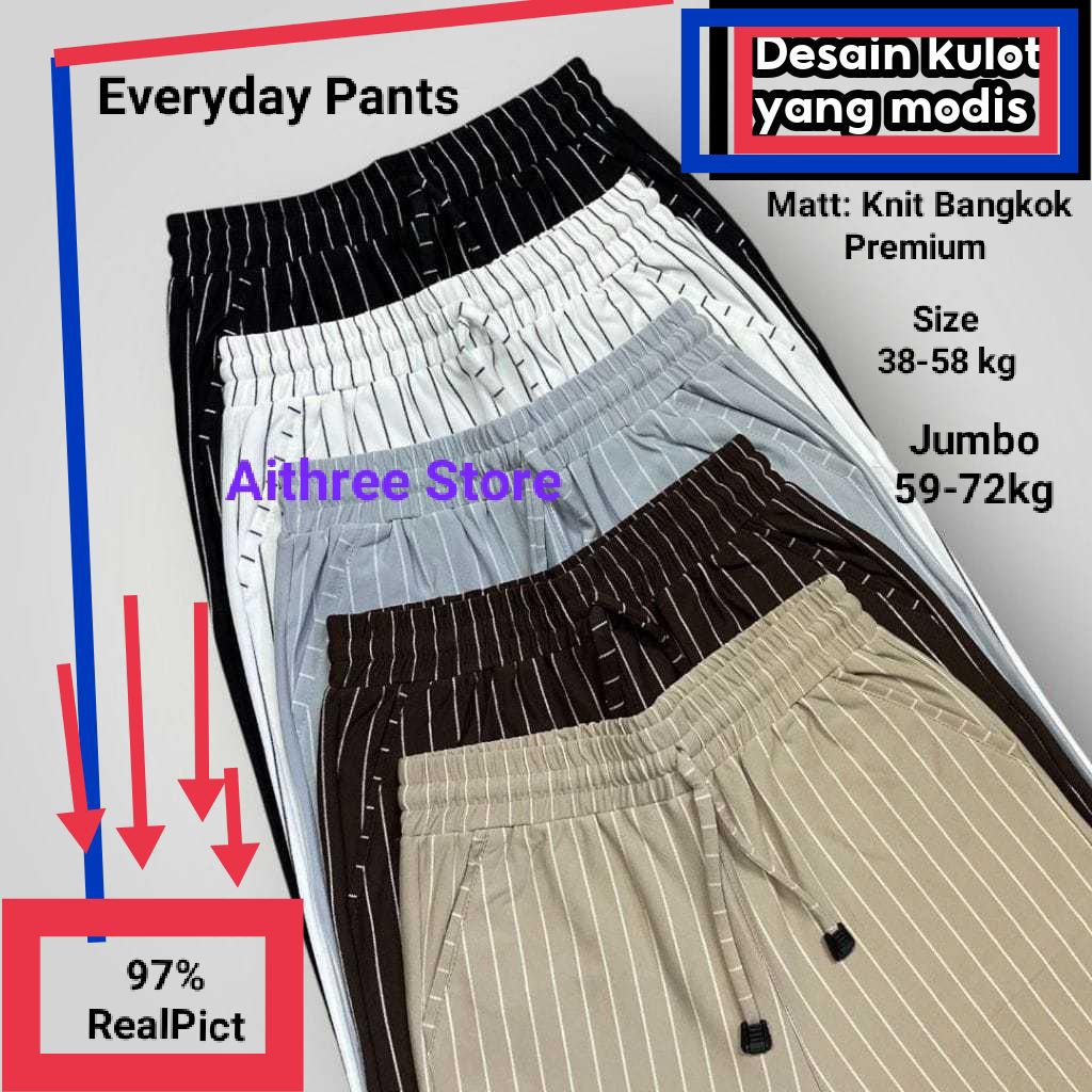 [NEW ARRIVAL] Bangkok Knit Everyday Pants Premium Highwaist Celana Panjang Wanita Kulot Knit Import 