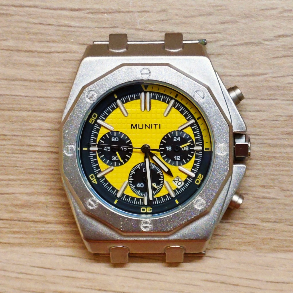 Jam Tangan Sport Chronograph Muniti Royal Oak Chronograph Yellow Panda Dial