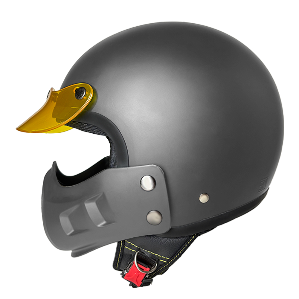 Helm Modular Vintage Klasik Dewasa Pet Bening Moncong Modular