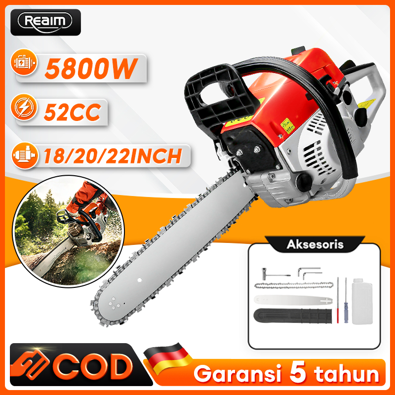 Mesin Potong Kayu 58CC 18"/20"/22" Sinso Gergaji 2Tak Mesin Chainsaw Potong Kayu Mesin Gergaji Senso