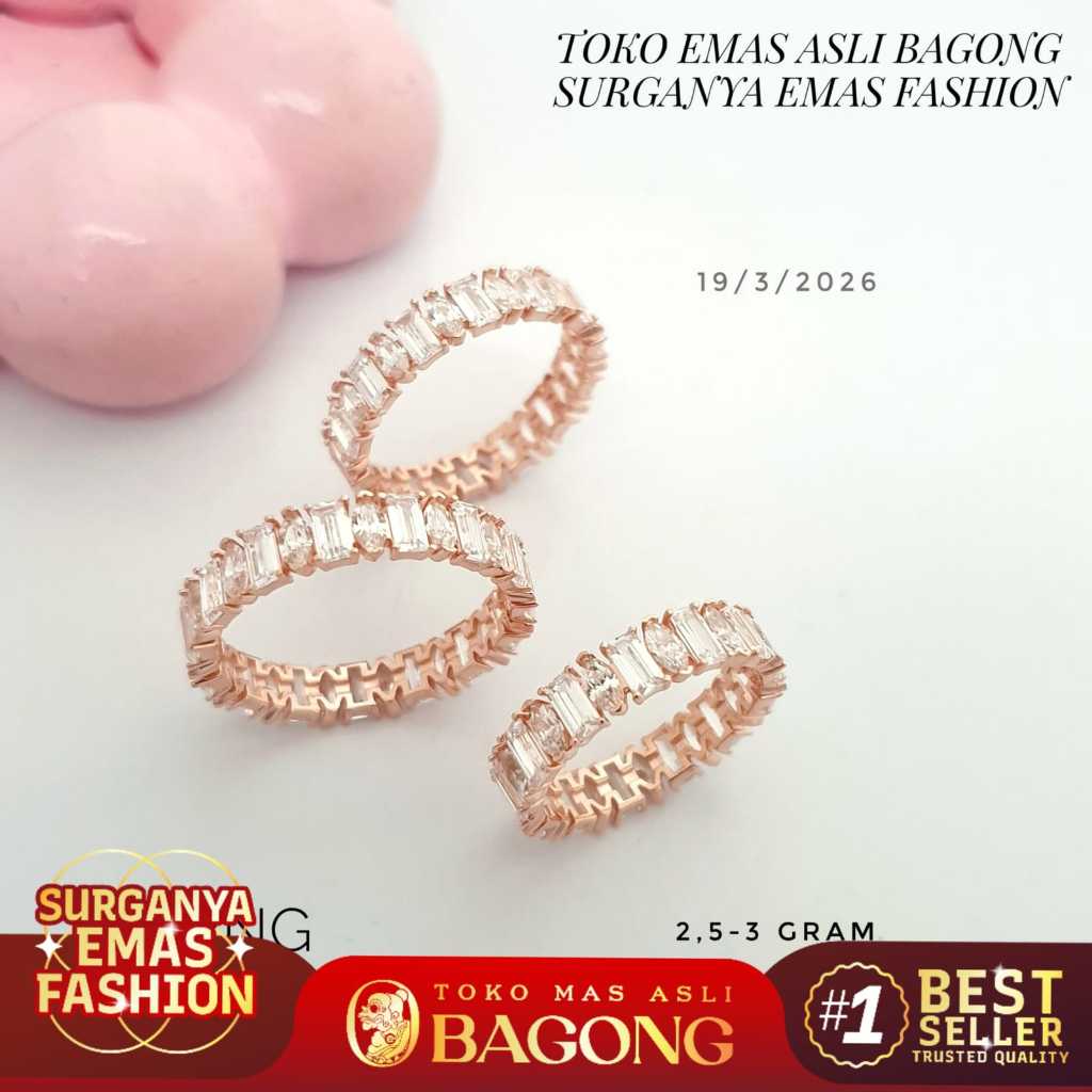 CINCIN FASHION CUSE PERSEGI MIX OVAL ROSEGOLD 17K/750 - ASLI BAGONG GOLD BAGONG EMAS