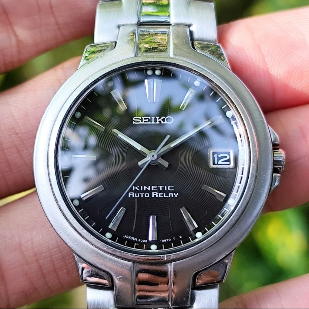 Jam Tangan Seiko Kinetic Auto Relay 5J22 0C30 Vintage Second Original.
