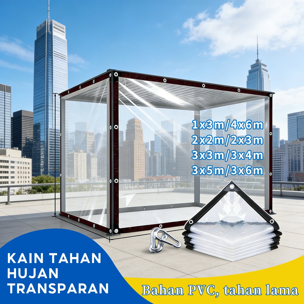 Terpal Plastik Bening Tebal Anti Air 99% – Plastik UV Transparan Green House Untuk Tanaman, Mobil & 