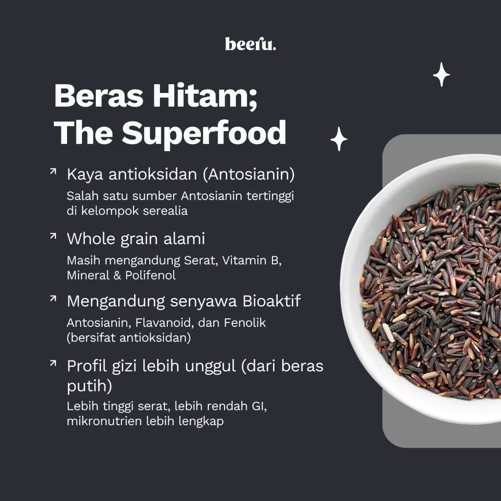 Beeru Beras Porang Hitam Pouch 1 Kg - Shirataki Konjac Rice