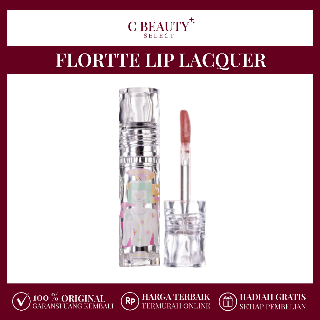 [READY ORI] Flortte Lip Lacquer Wackky Lip Gloss Glossy Lembab Tahan Lama Tidak Transfer