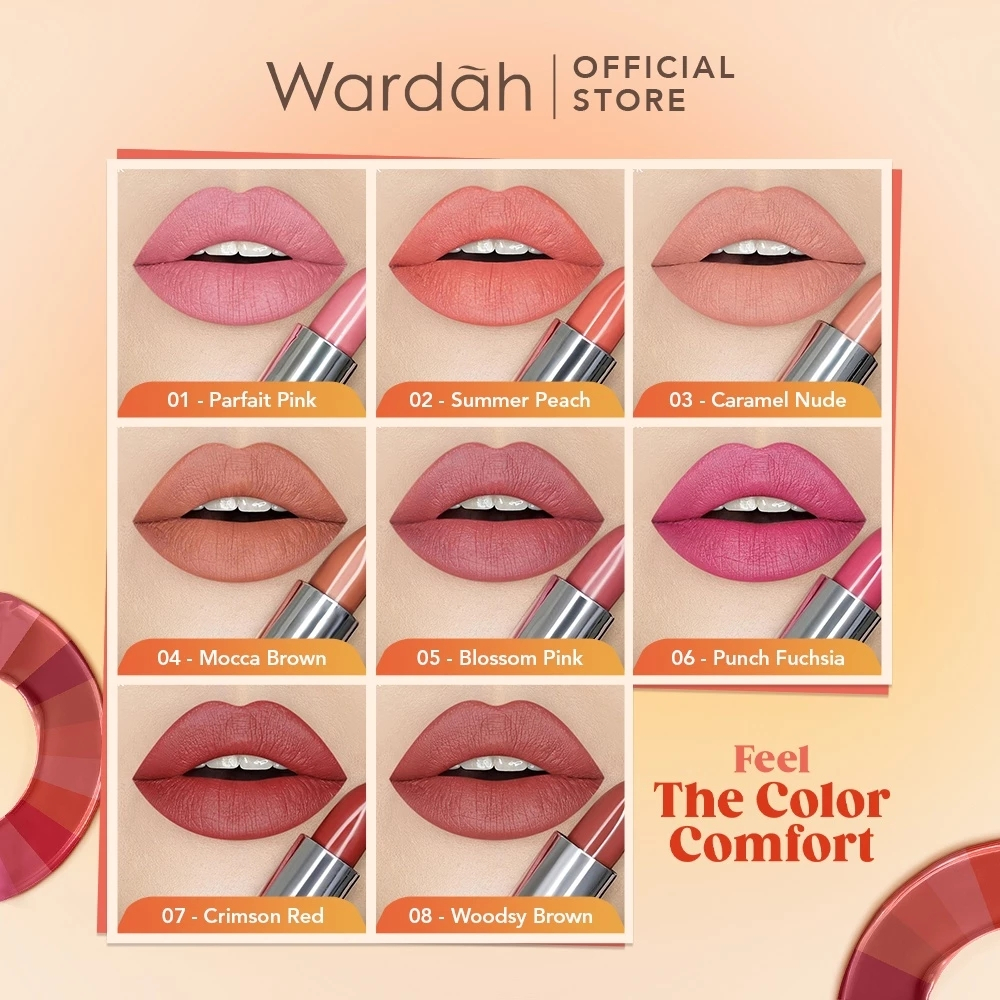 Wardah Lipstik Matte 8 Warna Pilihan, Pilihan Warna Parfait Pink hingga Woodsy Brown