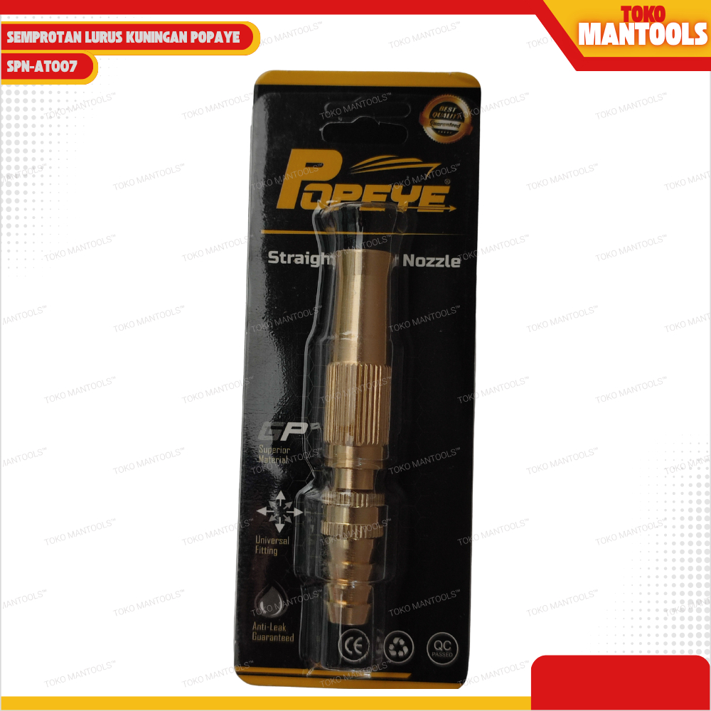 POPEYE Semprotan Air Kuningan Lurus / Hose Nozzle Spray Kepala Selang Cuci Mobil Motor Siram Taman