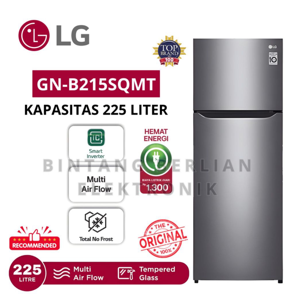 KULKAS 2 PINTU LG GN-B215SQMT 225 LITER SMART INVERTER [GARANSI RESMI]