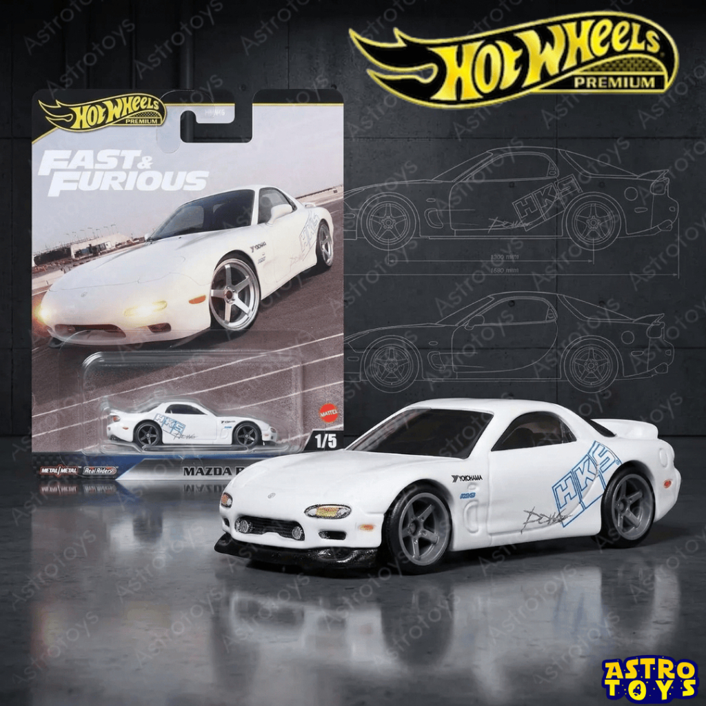 Hot Wheels Premium Fast and Furious Mazda RX 7 FD Putih Original Hotwheels