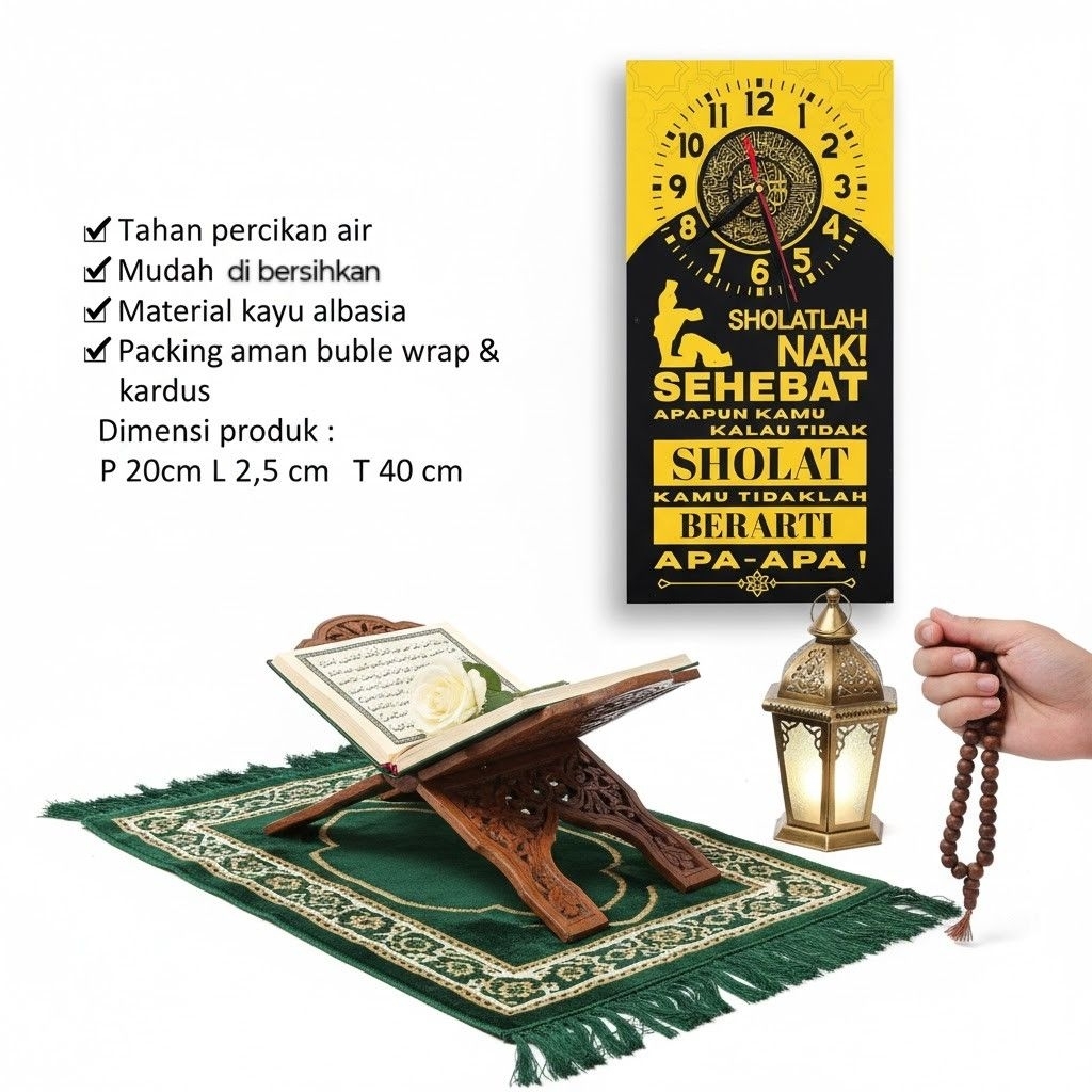 Jam dinding islami jam dinding pengingat sholat model SL1 jam dinding sholatlah nak jam dinding moti