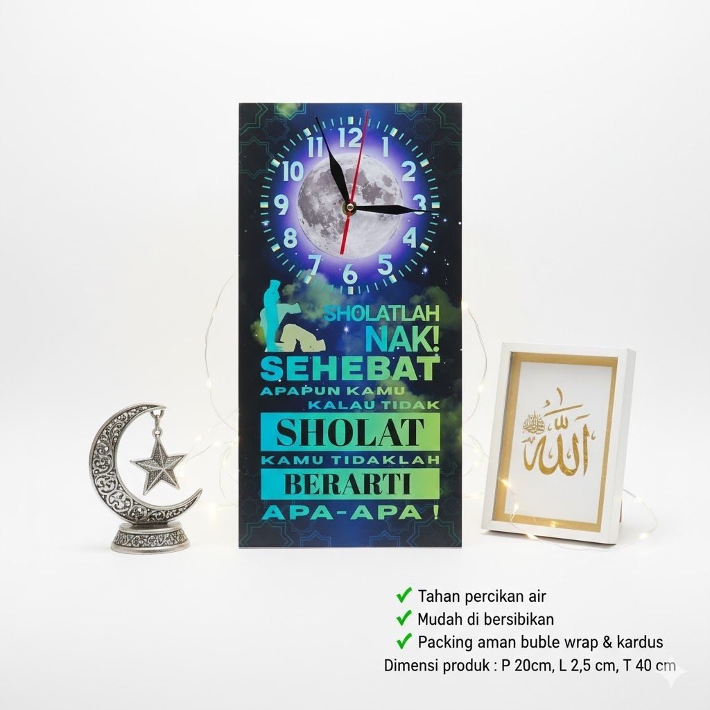 Jam dinding islami jam dinding pengingat sholat model SL2 jam dinding sholatlah nak jam dinding moti