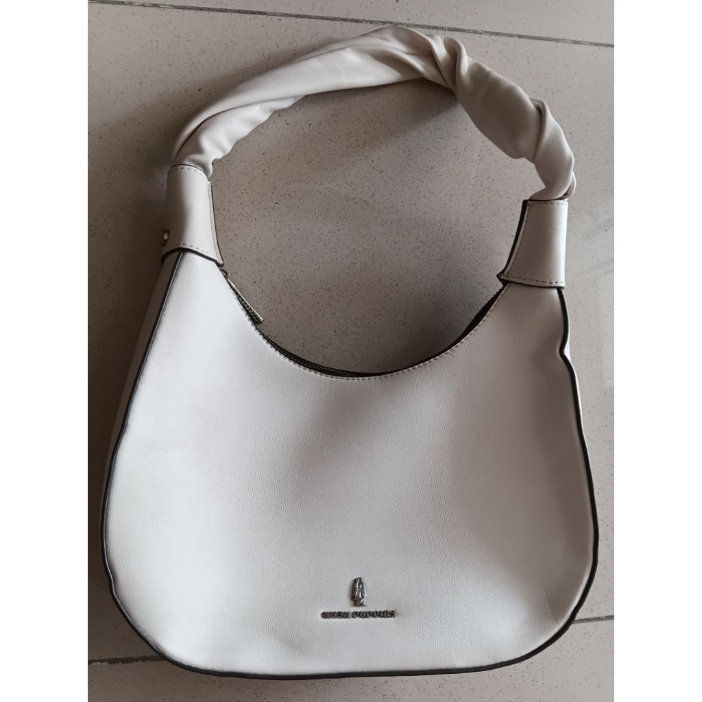 Preloved Tas Hush Puppies Putih Gading, Tas Wanita Hush Puppies