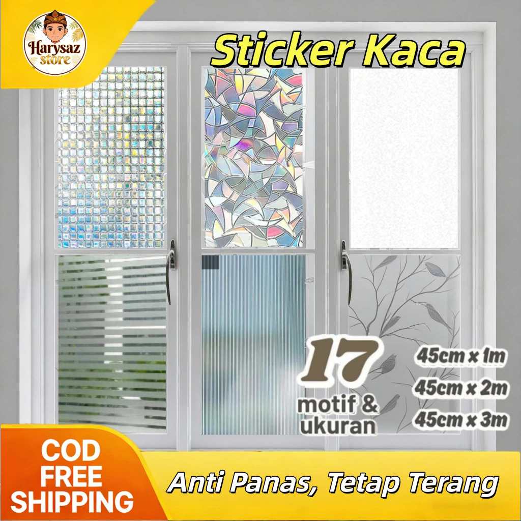 Stiker Kaca Jendela 3D Anti UV Privacy - Stiker Kaca Motif Bunga Mosaic Anti Panas -