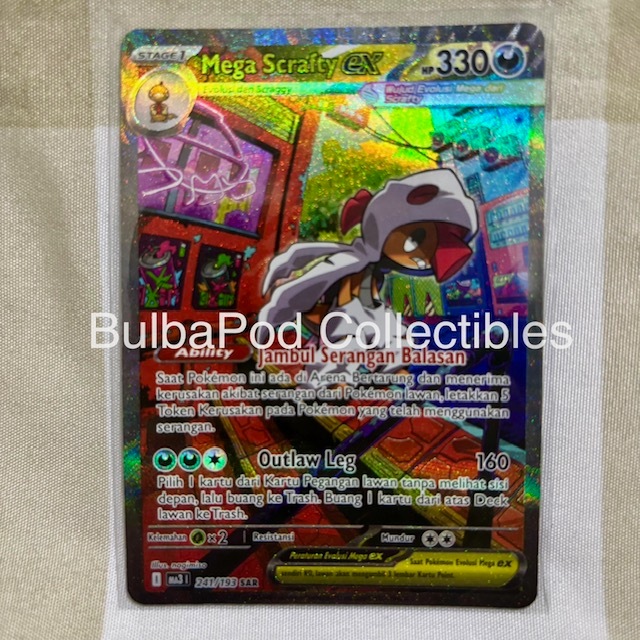 Pokemon TCG Indonesian Mega Scrafty ex MA3 241/193 SAR Evolusi Mega Impian ex