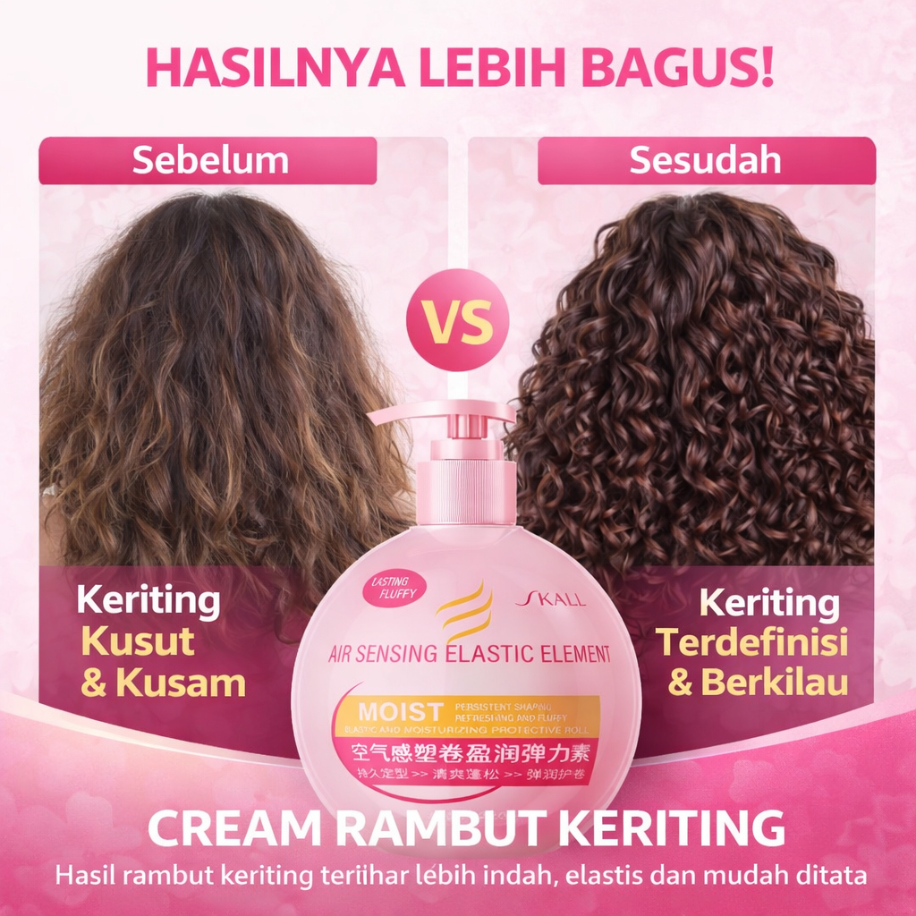 Curl Cream Rambut Keriting 220ml Krim Rambut Keriting Elastis Anak Dewasa Anti Kusut Anti Frizz Mele