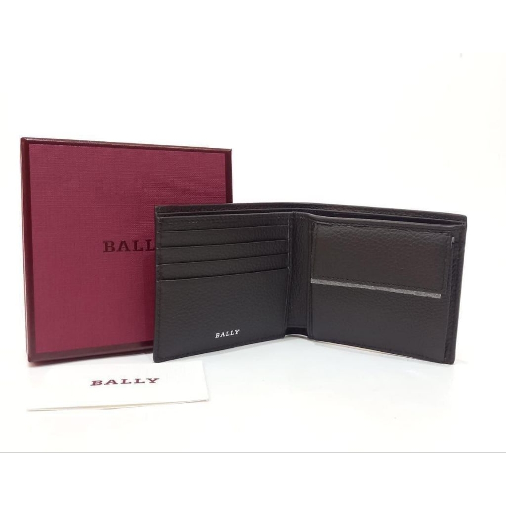 BNIB BALLY bye Wallet man  chocolate brown grained leather