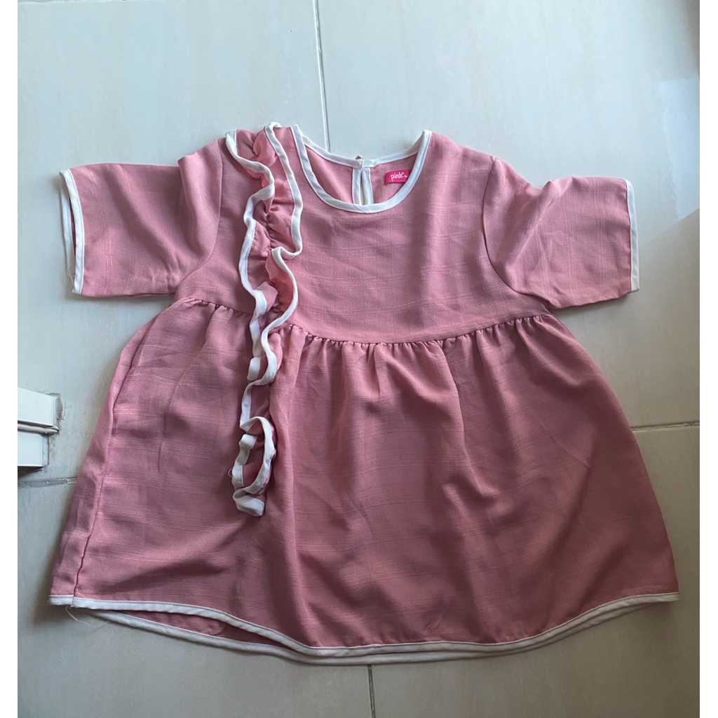 preloved atasan wanita pink polos blouse wanita