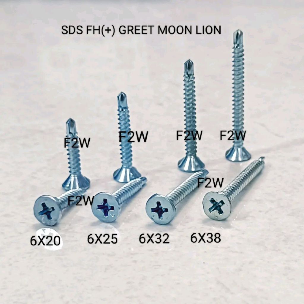 100PCS SDS FH (+) GREET PUTIH SEKRUP SDS FH (+) GRC #6 LION KALSI CARLSI DRILLING SCREW