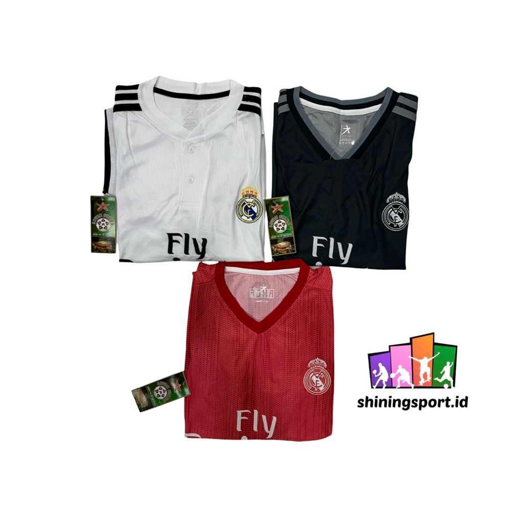 Jersey Bola Dewasa Retro Vintage Real Madrid Home Away 2018/2019 All Size Fit To XL 7 Stars 100% Pol